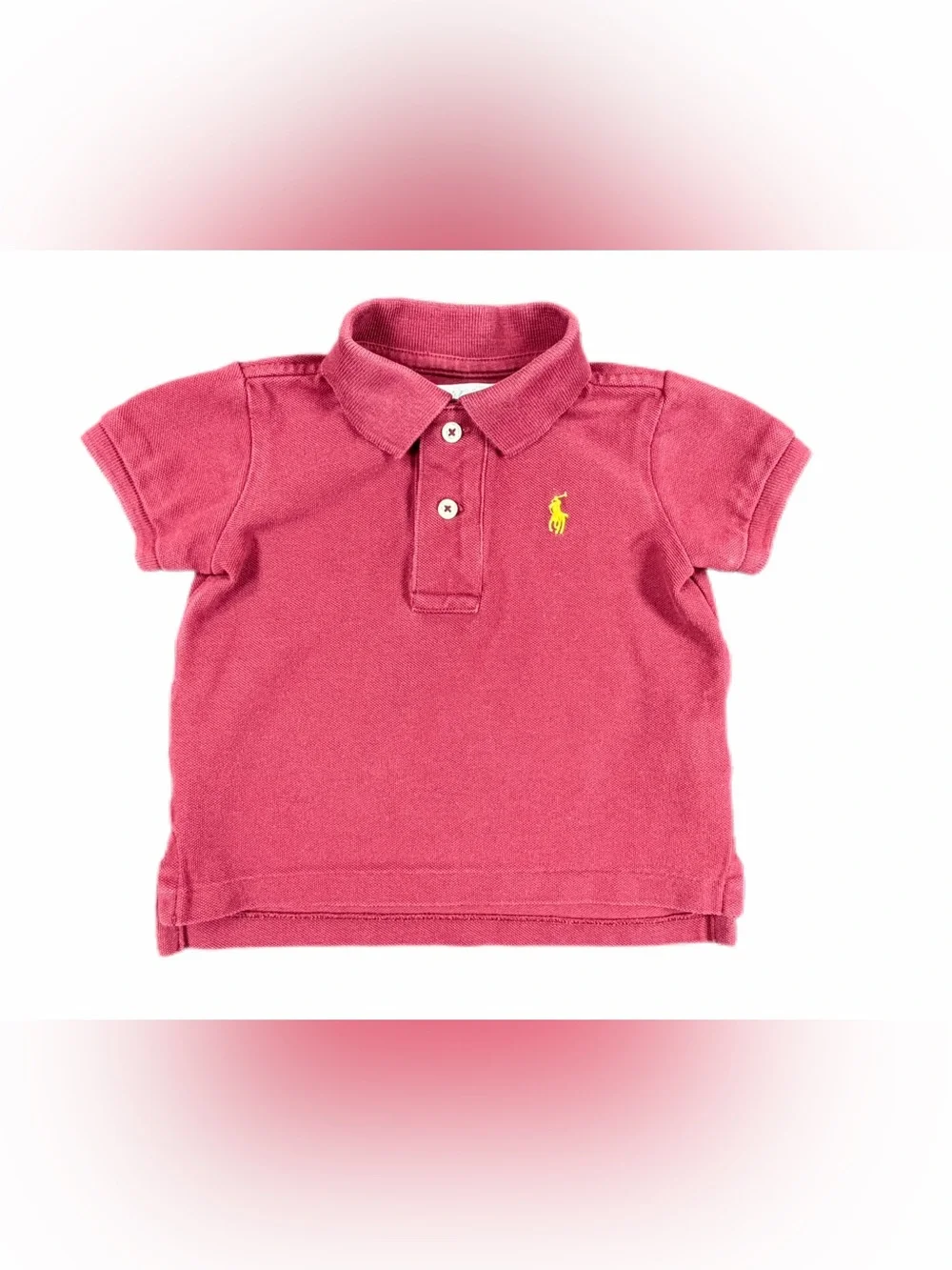 RALPH LAUREN Baby Boy Maroon Mesh Cotton Polo - 9M